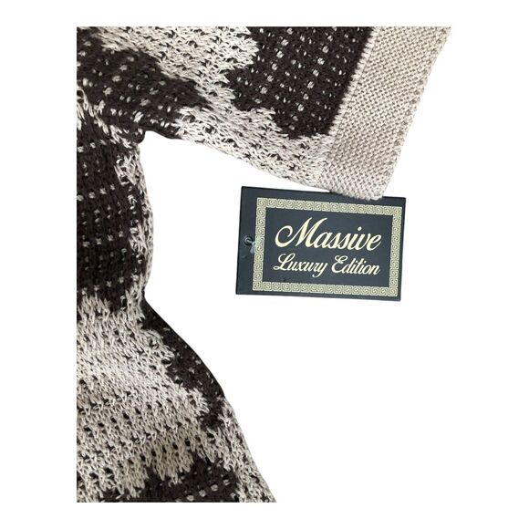 Massive Luxury Edition NWT Brown & Beige Knit Modern Button Up Casual Shirt Sz L - Picture 5 of 12